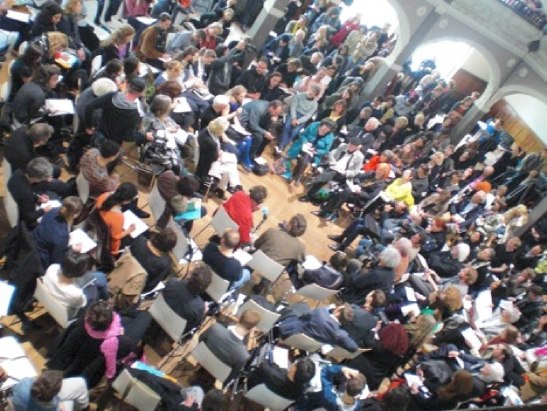 7th Berlin Biennial press conference, from Occupy BB7 website. http://occupybb7.org/node/121.