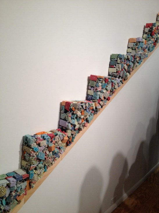 Michael Fujita, Rise/Run, 2010, wood, carpet padding, resin, ceramic. Image courtesy of Erin Dziedzic