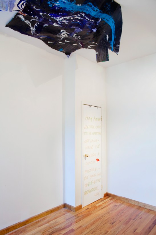 Amanda Friedman and Laura Hunt, THE ALFRED JENSEN PAINTING AT BELLEVUE HOSPITAL, Spare Room Projects, Brooklyn, NY. Installation view. Image courtesy of Jackie Klempay