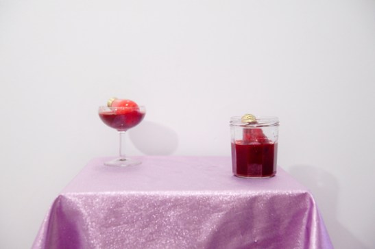 Amanda Friedman and Laura Hunt, THE ALFRED JENSEN PAINTING AT BELLEVUE HOSPITAL, Spare Room Projects, Brooklyn, NY. Installation view. Image courtesy of Jackie Klempay