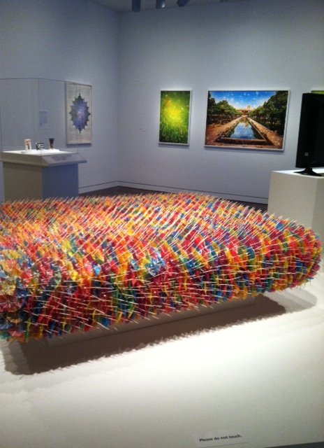 Andrew Witrak, Trouble in Paradise #2, 2013, paper umbrellas, Styrofoam. Image by Monica Shinn