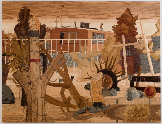 Alison Elizabeth Taylor, Security House, 2008-10, Wood veneer, shellac, 93 X 122 inches. Courtesy of The Artist / Courtesy James Cohan Gallery, New York/Shanghai