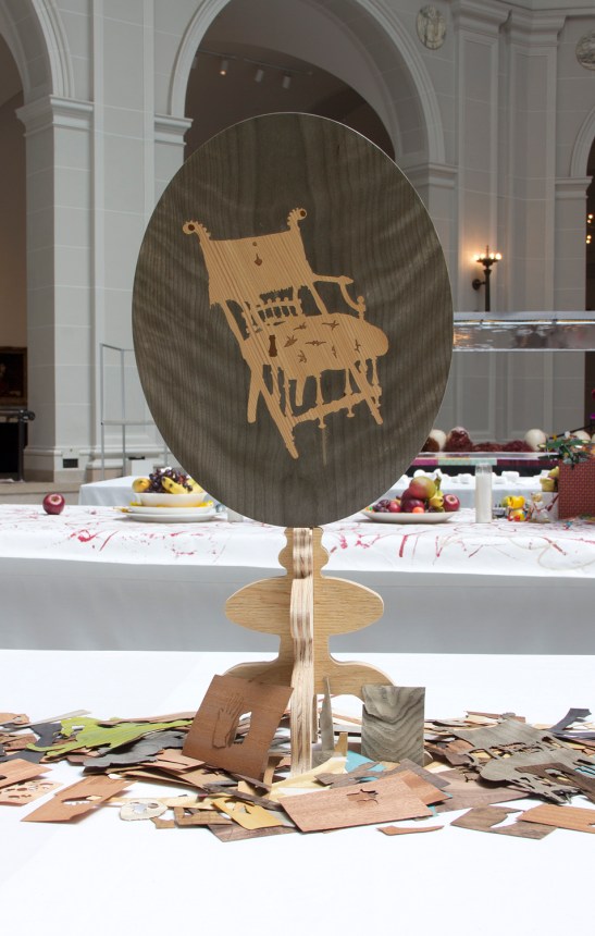 Alison Elizabeth Taylor, After Hunzinger, 2013, Wood veneer, shellac, oil paint. Courtesy of The Artist / Courtesy James Cohan Gallery, New York/Shanghai