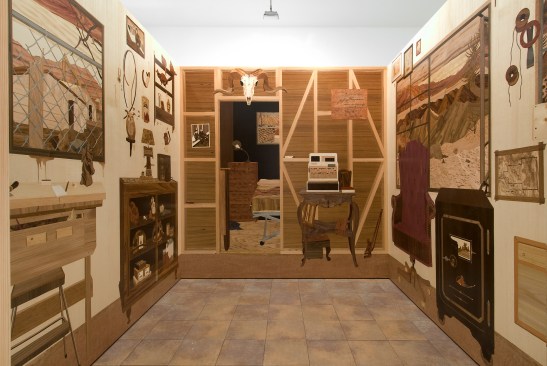 Alison Elizabeth Taylor, Room, 2007-08, Wood veneer, pyrography, shellac, 96 X 120 X 96 inches Courtesy of The Artist / Courtesy James Cohan Gallery, New York/Shanghai 